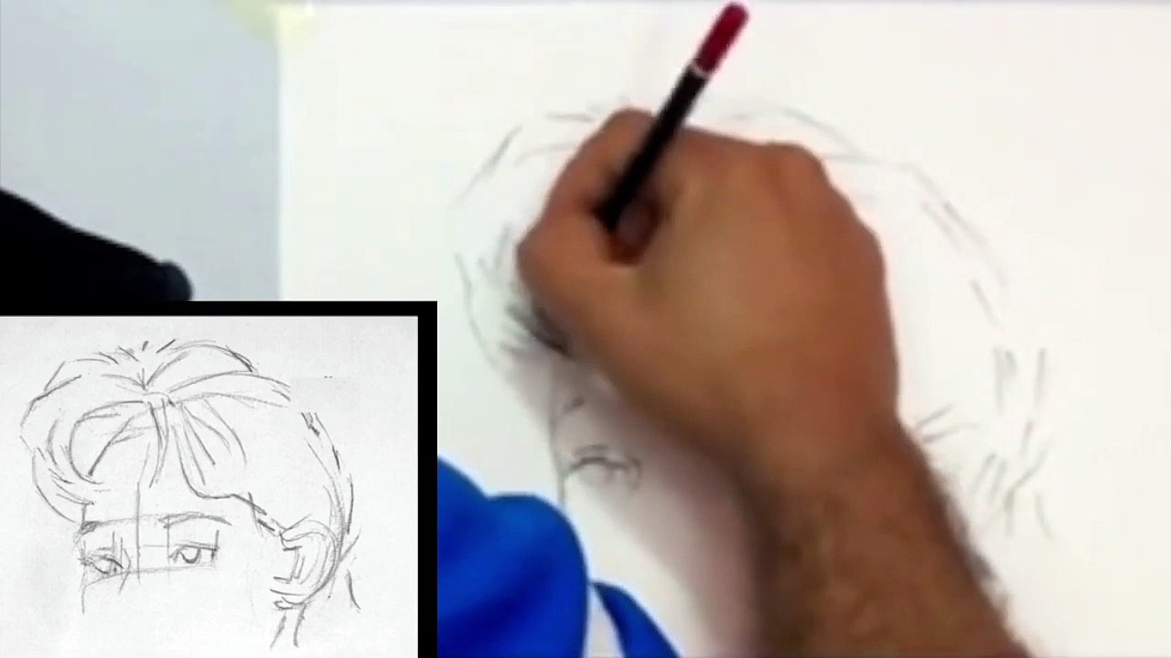 How to draw hair on a portrait head easily step by step