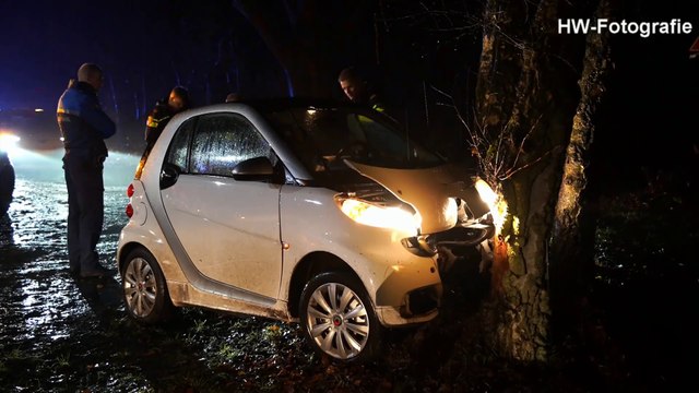 Vrouw botst met auto tegen boom op JJ Gorterlaan