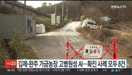 김제·완주 가금농장 고병원성 AI…확진 사례 모두 8건
