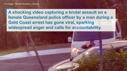 Man overpowers female police officer in disturbing Gold Coast arrest