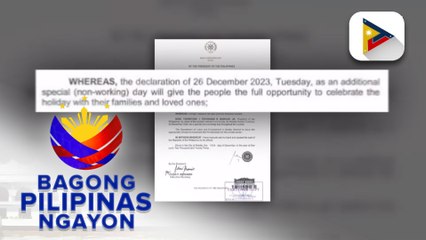 PBBM, idineklara ang December 26 bilang special non-working day