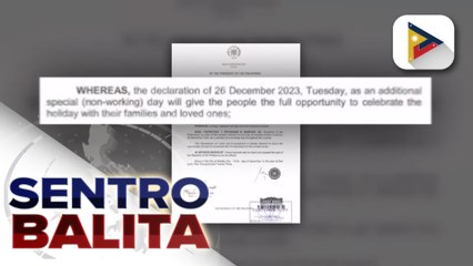 December 26, idineklara ni Pres. Marcos bilang Special Non-Working Day