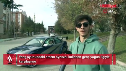 Yarış oyunundaki aracın aynısını kullanan genç yoğun ilgiyle karşılaşıyor
