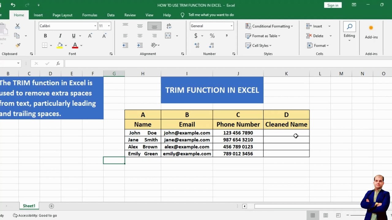 How to use TRIM function in Excel video Dailymotion