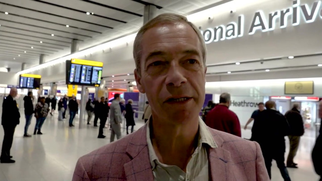 Nigel Farage arrives back in UK after coming third on I’m a Celebrity