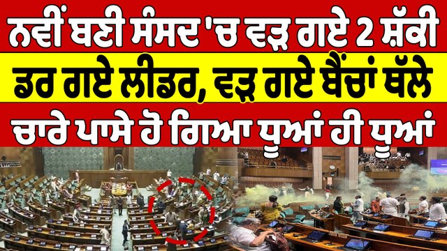 ਨਵੀਂ ਬਣੀ ਸੰਸਦ 'ਚ ਵੜ ਗਏ 2 ਸ਼ੱਕੀ, ਡਰ ਗਏ ਲੀਡਰ, ਵੜ ਗਏ ਬੈਂਚਾਂ ਥੱਲੇ |OneIndia Punjabi