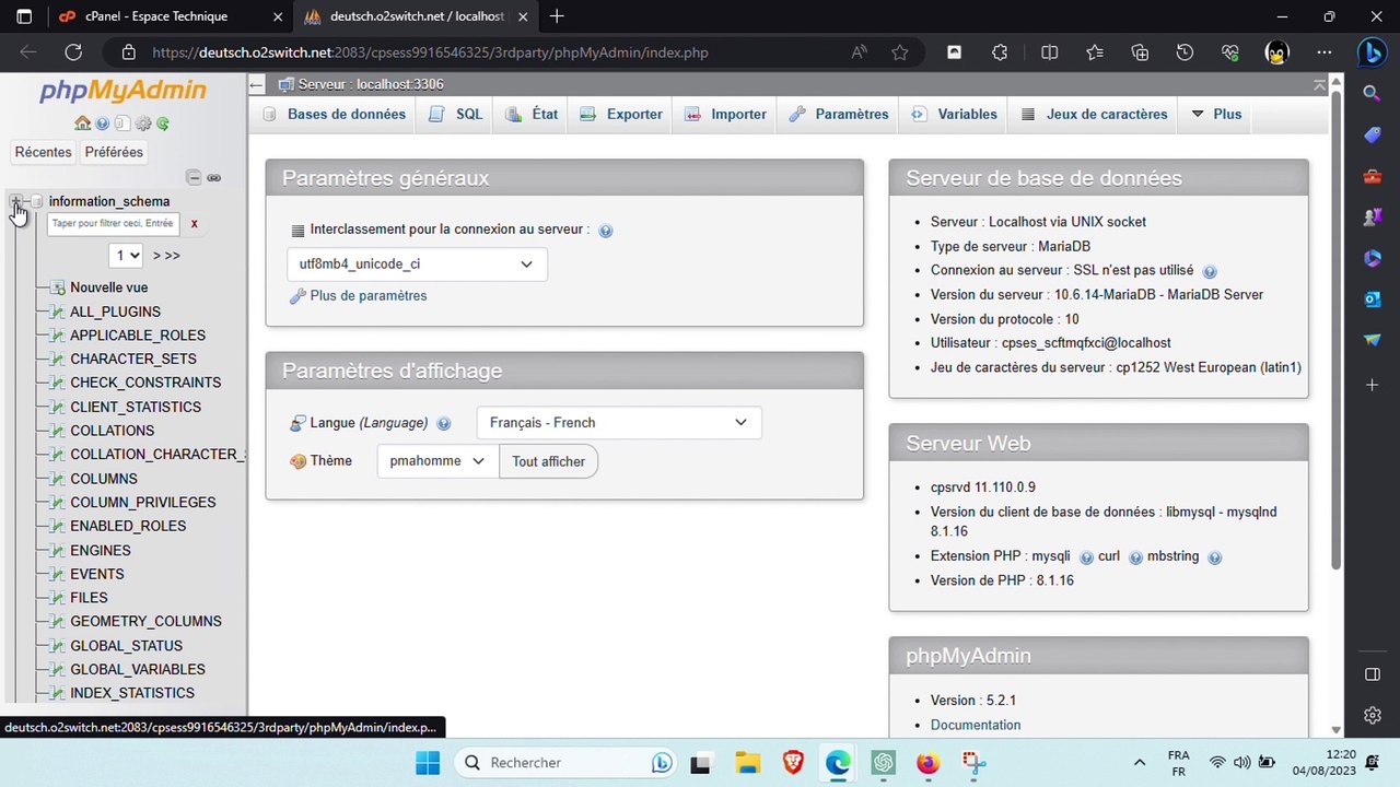 Créer une nouvelle base de données sur cpanel
