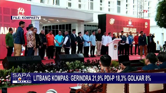 Survei Litbang Kompas: Elektabilitas Gerindra 21,9%, PDIP 18,3%, Golkar 8%