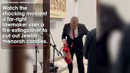 Far-Right Polish MP Uses Fire Extinguisher To Put Out Hanukkah Candles