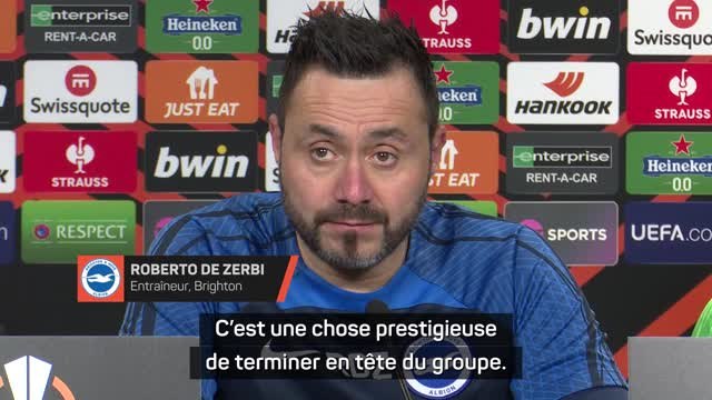 Brighton - De Zerbi : C'est une chose prestigieuse de terminer en tête du groupe