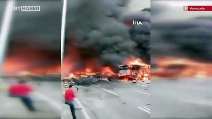 Venezuela'da tiner yüklü kamyonun yol açtığı zincirleme kazada 18 kişi öldü