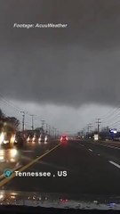 Frightening footage shows driver caught up in tornado