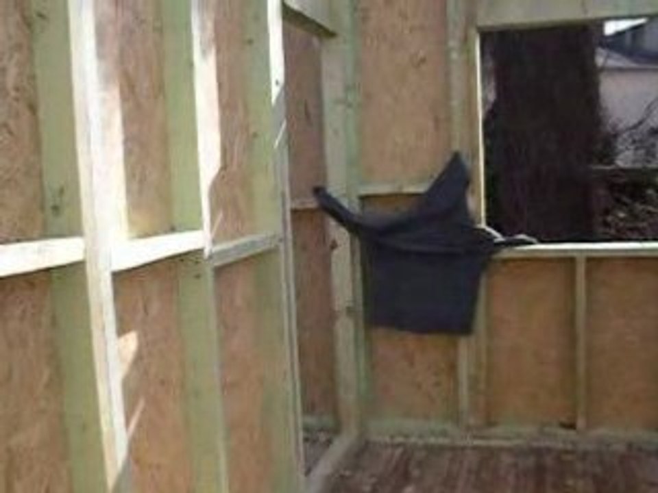 Pose des murs maison en bois