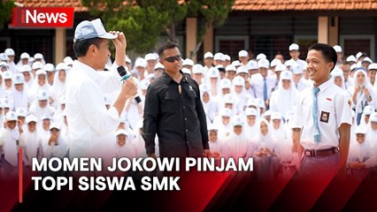 Waduh Panas! Presiden Jokowi Pinjam Topi Siswa di SMKN 1 Kedungwuni Pekalongan