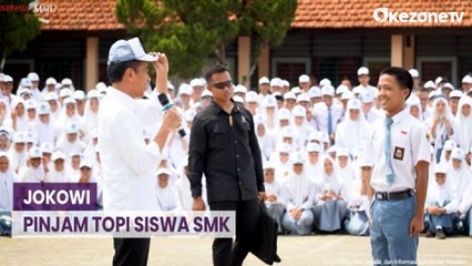 Momen Presiden Jokowi Pinjam Topi Siswa SMKN 1 Kedungwuni: Tadi Pagi Keramas Tidak?