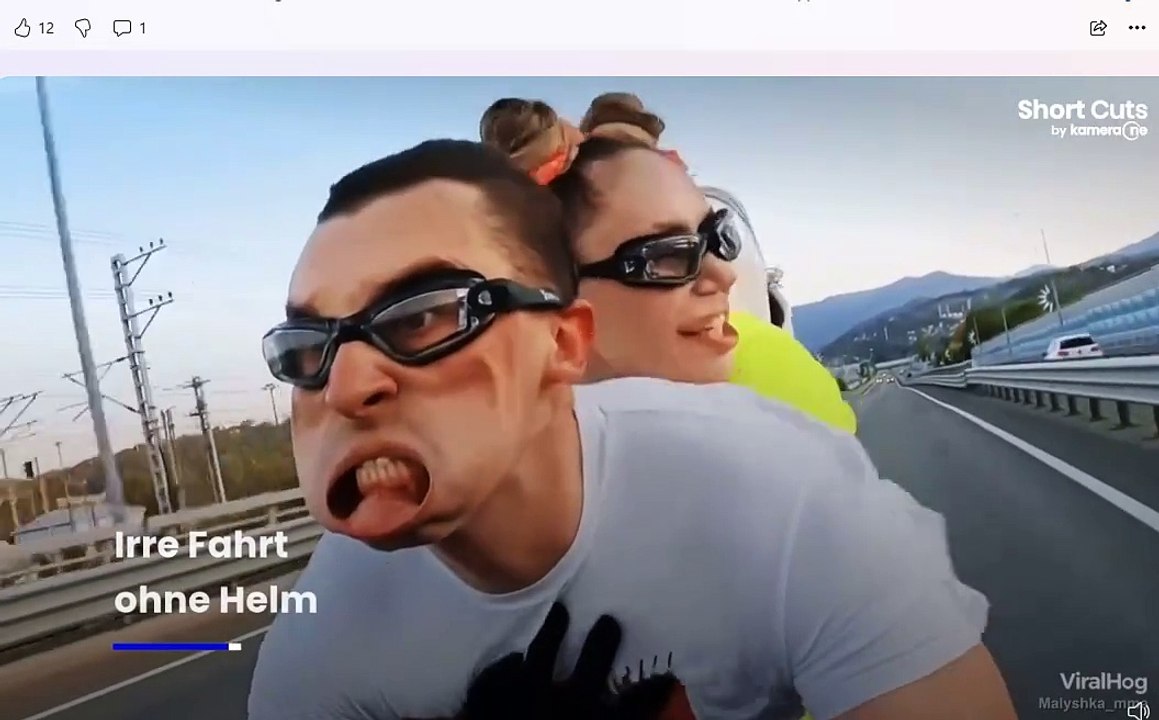 Irre Fahrt mit Motorrad 300kmh ohne Helm