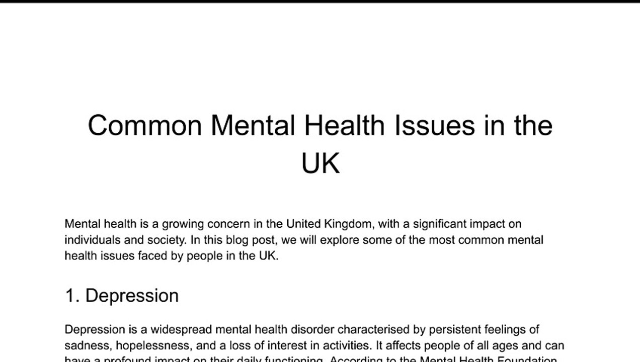 Common Mental Health Issues in the UK | Niche Health and Social Care Consulting