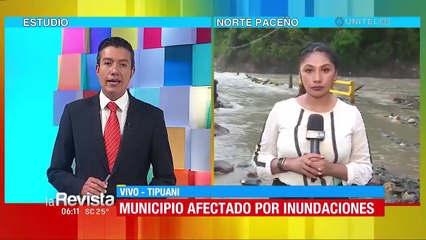 El puente Cangallí está bajo el agua y la riada activa la alerta de emergencia en el municipio de Tipuani