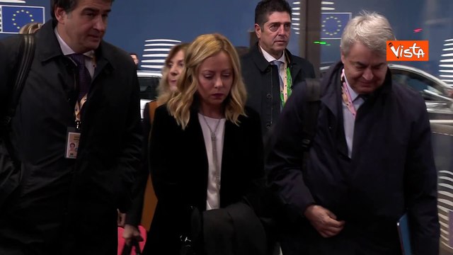Consiglio Ue, l'arrivo di Giorgia Meloni a Bruxelles