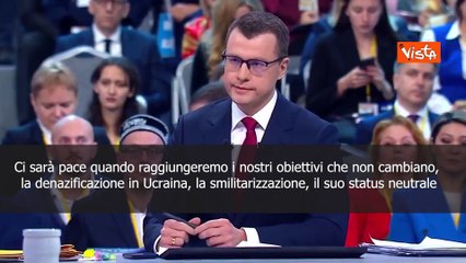 Putin: Ci sar? la pace quando avremo raggiunto i nostri obiettivi