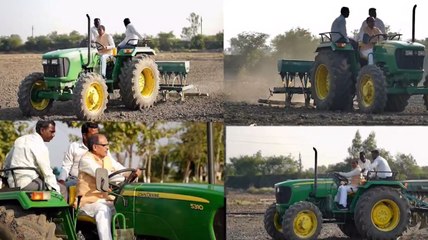 Video : सियासत से दूर खेत में ट्रेक्टर चला रहे शिवराज
