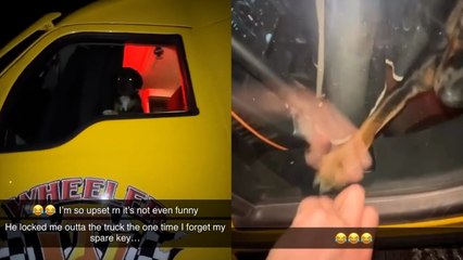 Man locked out of truck by his DOG!