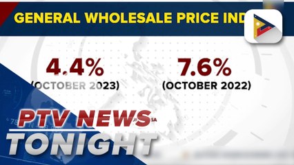 General wholesale price index growth level retained in October