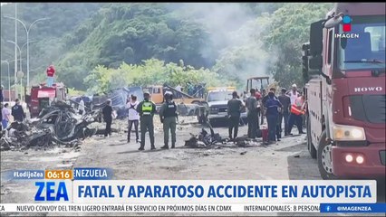Camión de carga se estrella contra 17 vehículos en Venezuela; hay la menos 16 muertos
