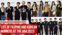 #AsiaArtistAwards2023 List of Filipino and Korean winners at the AAA 2023 | GMA Integrated Newsfeed