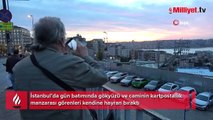 İstanbul'da gün batımında gökyüzü kızıla boyandı, ortaya mest eden manzara çıktı