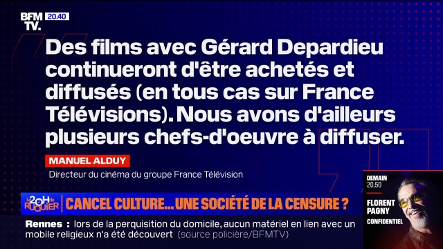 Plaintes contre Gérard Depardieu: des films avec l'acteur continueront d'être achetés et diffusés par France Télévisions, indique le directeur du cinéma du groupe