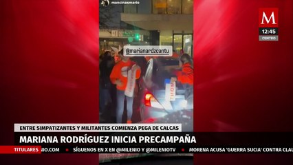 Mariana Rodríguez inicia precampaña con pega de 'calcas' en Monterrey