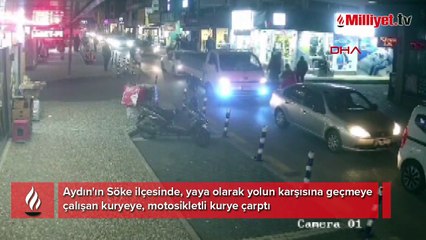Motosikletli kurye, yolun karşısına geçen kuryeye çarptı: 2 yaralı var