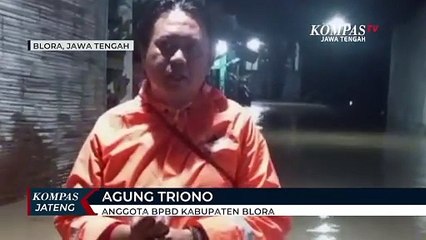 Banjir Hingga 50 Cm di Blora, 2  Bayi Dievakuasi BPBD dengan Perahu Karet