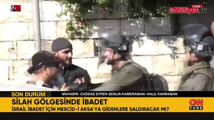 İşgalci askerlerin 'Cuma' kini! Canlı yayında gazeteci tekmelediler