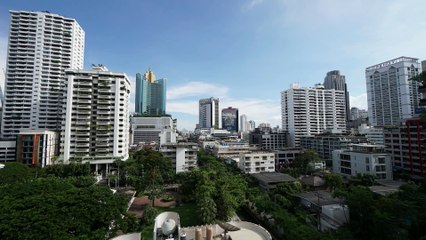 High buildings panorama in downtown of Bangkok City.