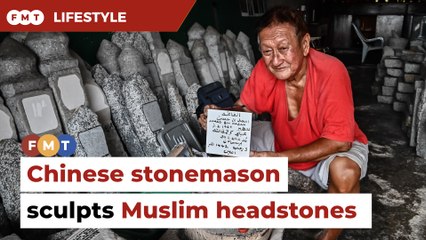 Chinese stonemason sculpts headstones for Muslims