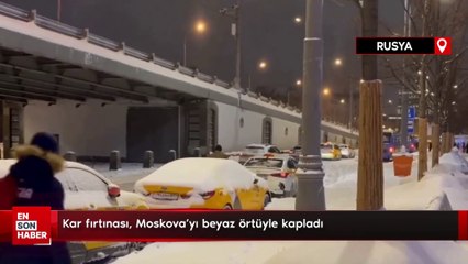Kar fırtınası, Moskova'yı beyaz örtüyle kapladı
