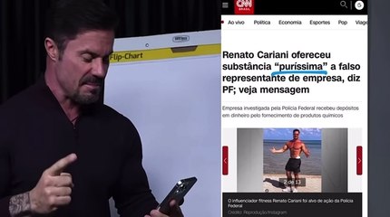 Alvo de investigação da PF, Renato Cariani afirma que "substância puríssima" é usada para fabricar soro fisiológico; assista