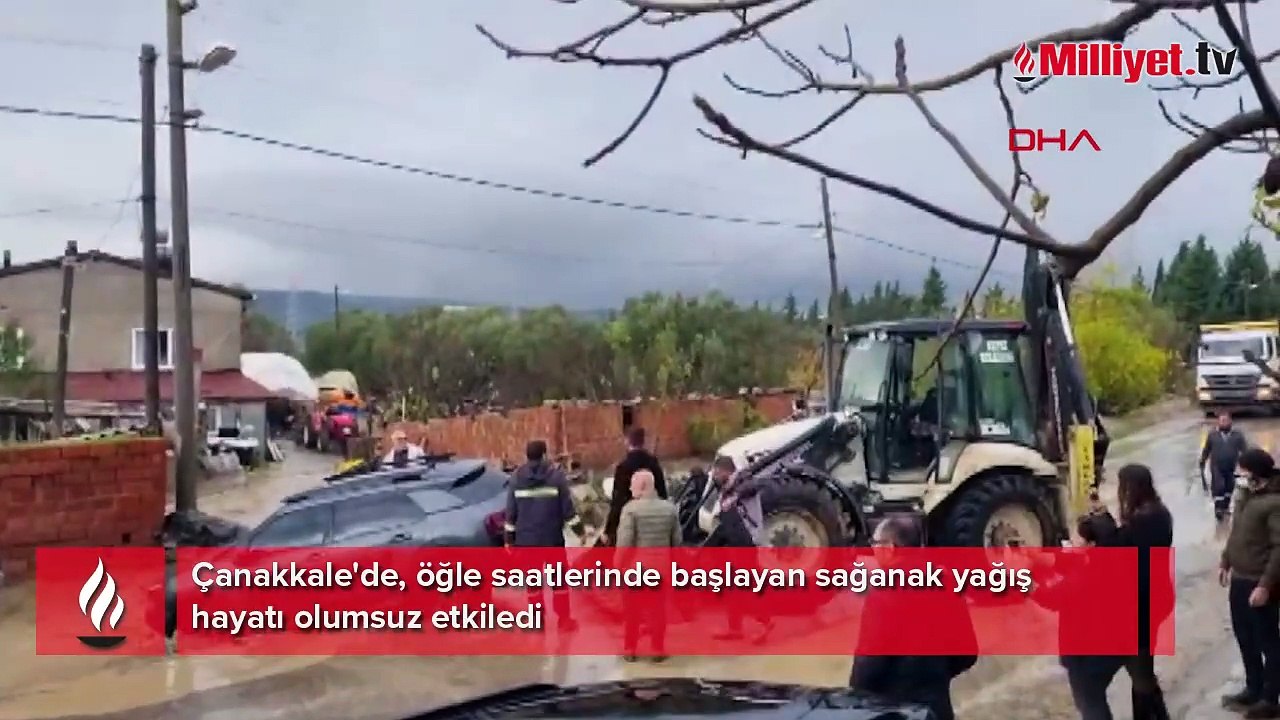 Çanakkale'de sağanak yağış; dere taştı