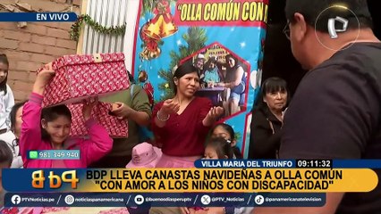 BDP lleva canastas navideñas a olla común en Villa María del Triunfo