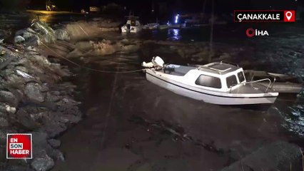 Çanakkale’de Kepez deresi taştı, sahil yolu trafiğe kapatıldı