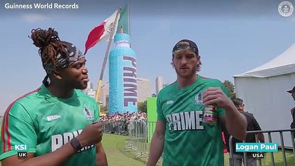Logan Paul and KSI break bizarre world record with 110ft Prime pinata