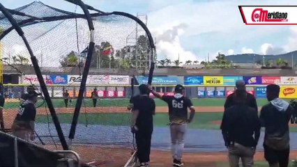 LVBP: Omar Vizquel realiza práctica de bateo con Leones del Caracas.