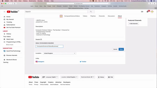 How to USE YouTube - Add a Clickable E-Mail Address to Your YouTube Channel | Tutorial 29