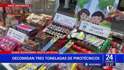Tres toneladas de pirotécnicos se han decomisado desde noviembre hasta la fecha, informa Sucamec