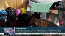 Gazatíes desplazados se establecen en tiendas de campaña en las calles de Gaza