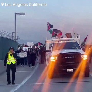 WARNING: Pro-Palestinian protesters blocked the entrance airport #Los Angeles #California