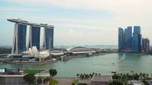 Time lapse Marina Bay Skyline with cloud moving in Singapore City.