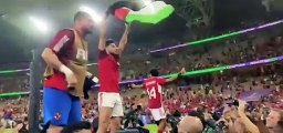 With our soul and our blood, we will sacrifice for you, Palestine Egyptian Al-Ahly player celebrates with the audience after qualifying for the semi-finals of the Club World Cup in Saudi Arabia